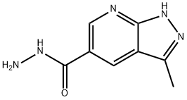1H-Pyrazolo[3,4-b]pyridine-5-carboxylic acid, 3-methyl-, hydrazide 结构式
