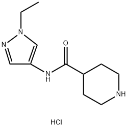 N-(1-乙基-1H-吡唑-4-基)哌啶-4-甲酰胺二盐酸, 1210224-02-4, 结构式