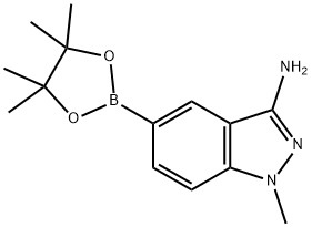 1-methyl-5-(4,4,5,5-tetramethyl-1,3,2-dioxaborolan-2-yl)-1H-indazol-3-amine, 1220220-18-7, 结构式