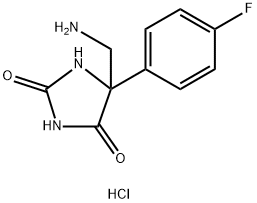 5-(Aminomethyl)-5-(4-fluorophenyl)imidazolidine-2,4-dione hydrochloride Struktur