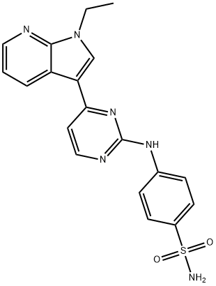 4-(4-(1-ethyl-1H-pyrrolo[2,3-b]pyridin-3-yl)pyrimidin-2-ylamino)benzenesulfonamide 结构式