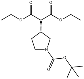 (R)-diethyl 2-(1-(tert-butoxycarbonyl)pyrrolidin-3-yl)malonate 化学構造式