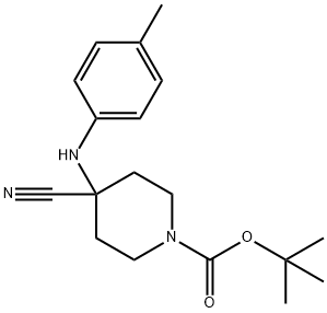 叔-丁基 4-氰基-4-(P-甲苯基氨基)哌啶-1-甲酸基酯,1240785-19-6,结构式