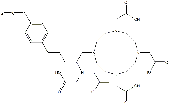 2,2',2''-(10-(2-(bis(carboxymethyl)amino)-5-(4-isothiocyanatophenyl)pentyl)-1,4,7,10-tetraazacyclododecane-1,4,7-triyl)triacetic Acid Struktur