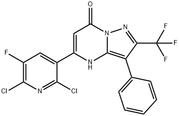 5-(2,6-Dichloro-5-fluoro-3-pyridinyl)-3-phenyl-2-(trifluoromethyl)-pyrazolo[1,5-a]pyrimidin-7(4H)-one Struktur