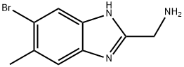 (6-bromo-5-methyl-1H-1,3-benzodiazol-2-yl)methanamine 化学構造式