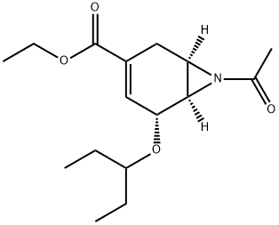 7-Azabicyclo[4.1.0]hept-3-ene-3-carboxylic acid, 7-acetyl-5-(1-ethylpropoxy)-, ethyl ester, (1R,5R,6R)- Struktur