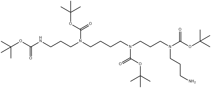 (3-((3-氨基丙基)(叔丁氧基羰基)氨基)丙基)(4-((叔丁氧基羰基)(3-((叔丁氧基羰基)氨基)丙基)氨基)丁基)氨基甲酸叔丁酯, 128550-06-1, 结构式