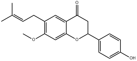 2-(4-hydroxyphenyl)-7-methoxy-6-(3-methylbut-2-en-1-yl)chroman-4-one 结构式