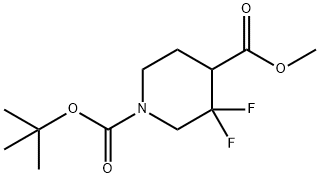 1,4-Piperidinedicarboxylic acid, 3,3-difluoro-, 1-(1,1-dimethylethyl) 4-methyl ester, 1303973-86-5, 结构式