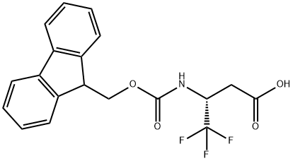 (3R)-3-({[(9H-fluoren-9-yl)methoxy]carbonyl}amino)-4,4,4-trifluorobutanoic acid Struktur