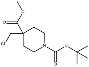 1-tert-butyl 4-methyl 4-(chloromethyl)piperidine-1,4-dicarboxylate Struktur
