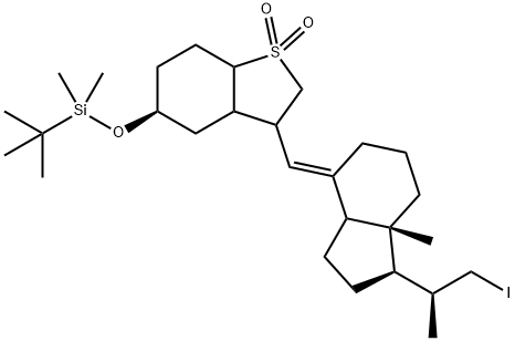 tert-Butyl-{3-[1-(2-iodo-1-methyl-ethyl)-7a-methyl-octahydro-inden-4-ylidenemethyl]-1,1-dioxo-octahydro-1l6-benzo[b]thiophen-5-yloxy
}-dimethyl-silane,1314402-84-0,结构式