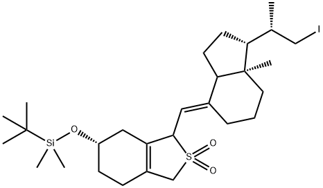 tert-Butyl-{3-[1-(2-iodo-1-methyl-ethyl)-7a-methyl-octahydro-inden-4-ylidenemethyl]-2,2-dioxo-2,3,4,5,6,7-hexahydro-1H-2l6-benzo[c]t
hiophen-5-yloxy}-dimethyl-silane,1314402-87-3,结构式