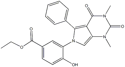 3- [1,3-二甲基-2,4-二氧代-5-苯基-3,4-二氢-1H-吡咯并[3,4-D]嘧啶-6(2H)- 基]-4-羟基苯甲酸乙酯,1314872-90-6,结构式