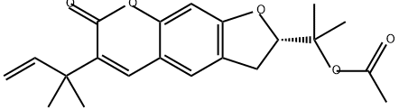 7H-Furo[3,2-g][1]benzopyran-7-one, 2-[1-(acetyloxy)-1-methylethyl]-6-(1,1-dimethyl-2-propen-1-yl)-2,3-dihydro-, (2S)- Structure