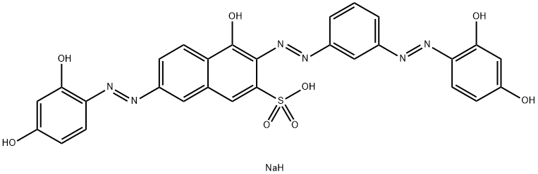 2-Naphthalenesulfonic acid, 7-[(2,4-dihydroxyphenyl)azo]-3-[[3-[(2,4-dihydroxyphenyl)azo]phenyl]azo]-4-hydroxy-, monosodium salt Struktur