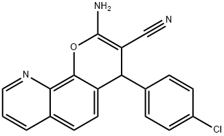 2-アミノ-4-(4-クロロフェニル)-4H-ピラノ[3,2-h]キノリン-3-カルボニトリル 化学構造式