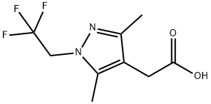 2-[3,5-dimethyl-1-(2,2,2-trifluoroethyl)-1H-pyrazol-4-yl]acetic acid Struktur