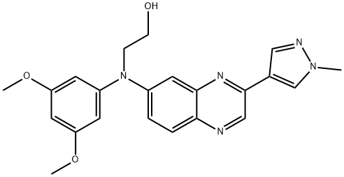 2-((3,5-dimethoxyphenyl)(3-(1-methyl-1H-pyrazol-4-yl)quinoxalin-6-yl)amino)ethanol,1346242-78-1,结构式