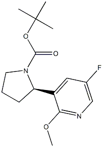 1-PYRROLIDINECARBOXYLIC ACID, 2-(5-FLUORO-2-METHOXY-3-PYRIDINYL)-, 1,1-DIMETHYLETHYL ESTER, (2R)- 结构式
