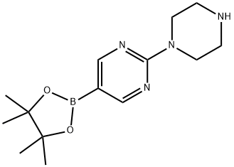 2-(哌嗪-1-基)-5-(4,4,5,5-四甲基-1,3,2-二氧硼杂环戊烷-2-基)嘧啶,1351990-53-8,结构式