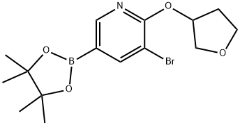 5-Bromo-6-(tetrahydrofuran-3-yloxy)pyridine-3-boronic acid pinacol ester Struktur