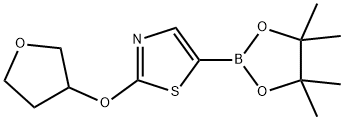 2-((tetrahydrofuran-3-yl)oxy)-5-(4,4,5,5-tetramethyl-1,3,2-dioxaborolan-2-yl)thiazole 结构式