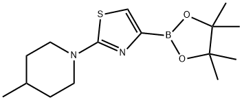2-(4-methylpiperidin-1-yl)-4-(4,4,5,5-tetramethyl-1,3,2-dioxaborolan-2-yl)thiazole, 1356938-07-2, 结构式