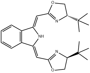 (1Z,3Z)-1,3-双[[(4S)-4,5-二氢-4-叔丁基-2-恶唑基]亚甲基]-2,3-二氢-1H-异吲哚, 1361563-41-8, 结构式