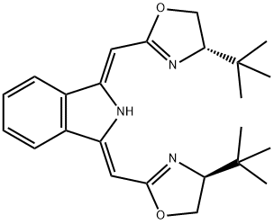 (1Z,3Z)-1,3-Bis[[(4S)-4,5-dihydro-4-(tert-butyl)-2-oxazolyl]methylene]-2,3-dihydro-1H-isoindole Structure