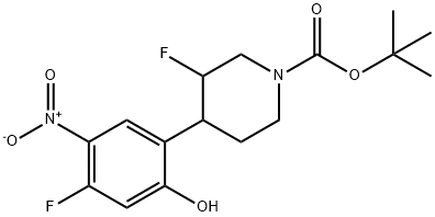 tert-butyl 3-fluoro-4-(4-fluoro-2-hydroxy-5-nitrophenyl)piperidine-1-carboxylate,1366824-45-4,结构式