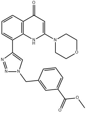 Methyl 3-((4-(2-morpholino-4-oxo-1,4-dihydroquinolin-8-yl)-1H-1,2,3-triazol-1-yl)methyl)benzoate,1380227-11-1,结构式