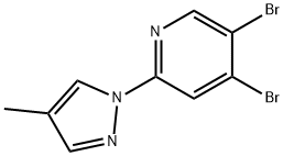 3,4-Dibromo-6-(4-methyl-1H-pyrazol-1-yl)pyridine 结构式