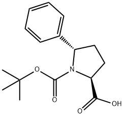 1,2-Pyrrolidinedicarboxylic acid, 5-phenyl-, 1-(1,1-dimethylethyl) ester, (2S,5S)- Structure