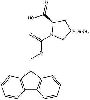 (2R,4S)-1-(((9H-芴-9-基)甲氧基)羰基)-4-氨基吡咯烷-2-羧酸, 1394827-23-6, 结构式