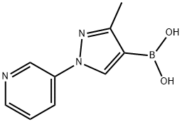 (3-甲基-1-(吡啶-3-基)-1H-吡唑-4-基)硼酸, 1394837-47-8, 结构式