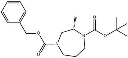 4-benzyl 1-tert-butyl (S)-2-methyl-1,4-diazepane-1,4-dicarboxylate Struktur
