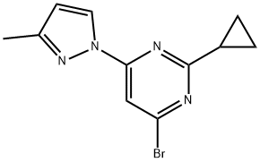 4-Bromo-2-cyclopropyl-6-(3-methyl-1H-pyrazol-1-yl)pyrimidine Struktur