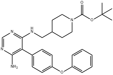 tert-butyl 4-(((6-amino-5-(4-phenoxyphenyl)pyrimidin-4-yl)amino)methyl)piperidine-1-carboxylate 结构式