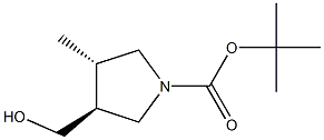 tert-butyl (3S,4S)-3-(hydroxymethyl)-4-methylpyrrolidine-1-carboxylate 结构式