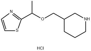 2-(1-(piperidin-3-ylmethoxy)ethyl)thiazole hydrochloride Structure