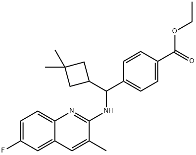 ethyl 4-((3,3-dimethylcyclobutyl)((6-fluoro-3-methylquinolin-2-yl)amino)methyl)benzoate Structure
