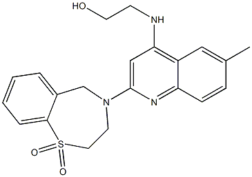 4-(4-(2-羟乙基)氨基)-6-甲基喹啉-2-基)-2,3,4,5-四氢苯并[1,4]硫氮杂-1,1-二氧化物,1422497-43-5,结构式