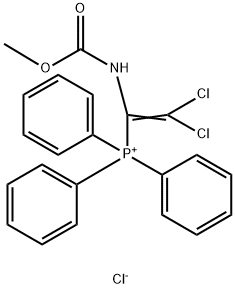 (2,2-DICHLORO-1-METHOXYCARBONYLAMINO-VINYL)-TRIPHENYL-PHOSPHONIUM, CHLORIDE Struktur