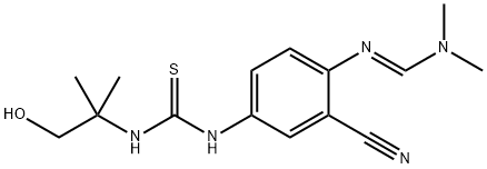 (E)-N'-(2-氰基-4-(3-(1-羟基-2-甲基丙烷-2-基)硫脲)苯基)-N,N-二甲基甲酰胺 结构式