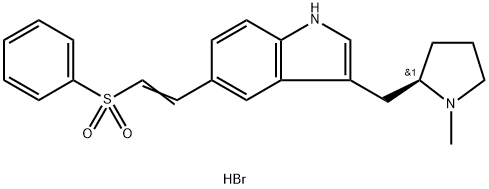(R)-5-(2-phenylsulphonylethenyl)-3-(N-methylpyrrolidine-2-yl-methyl)-1H-indole hydrobromide 化学構造式