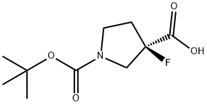 (R)-1-(tert-butoxycarbonyl)-3-fluoropyrrolidine-3-carboxylic acid Structure