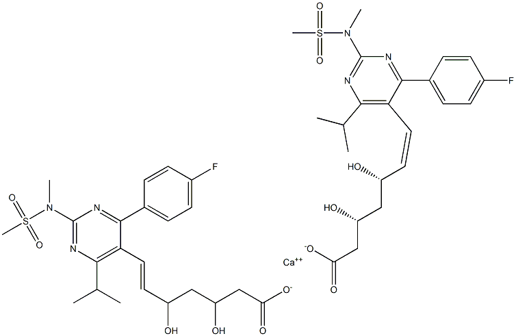 (3R,5S,Z)-7-(4-(4-fluorophenyl)-6-isopropyl-2-(N-
methylmethylsulfonamido)pyrimidin-5-yl)-3,5-dihydroxyhept-
6-enoic acid calcium(II) Structure