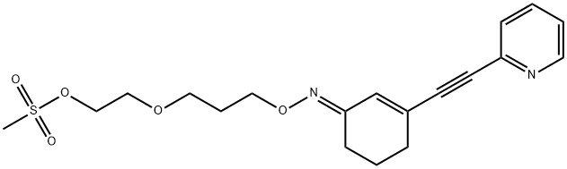 (E)-2-[3-[[[3-(2-吡啶基乙炔基)-2-环己烯-1-亚基]氨基]氧基]丙氧基]乙基甲磺酸酯, 1451015-35-2, 结构式